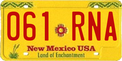 NM license plate 061RNA