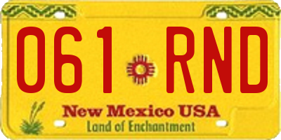 NM license plate 061RND