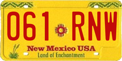 NM license plate 061RNW