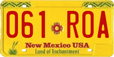 NM license plate 061ROA