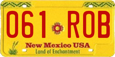 NM license plate 061ROB