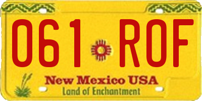 NM license plate 061ROF