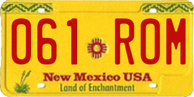 NM license plate 061ROM