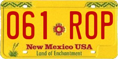 NM license plate 061ROP