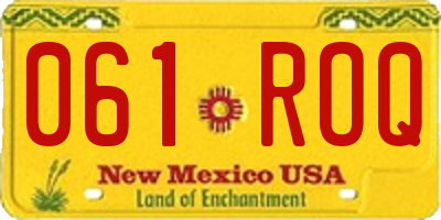 NM license plate 061ROQ