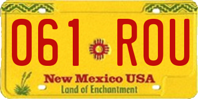 NM license plate 061ROU