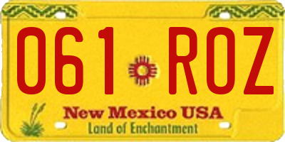 NM license plate 061ROZ