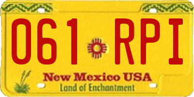 NM license plate 061RPI