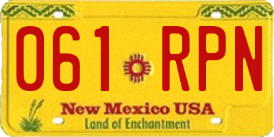 NM license plate 061RPN