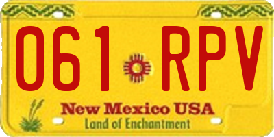 NM license plate 061RPV