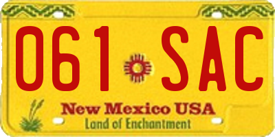 NM license plate 061SAC