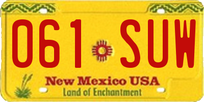 NM license plate 061SUW