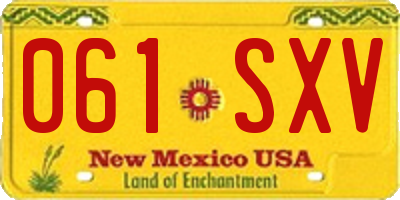 NM license plate 061SXV