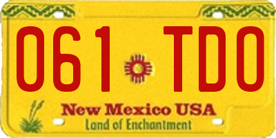 NM license plate 061TDO