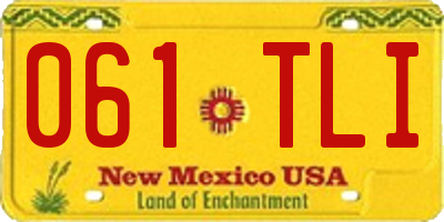 NM license plate 061TLI