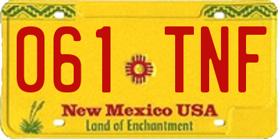 NM license plate 061TNF