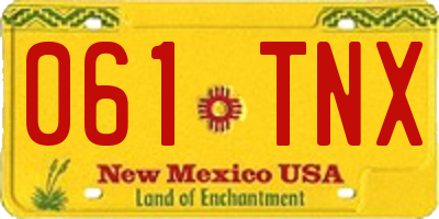 NM license plate 061TNX