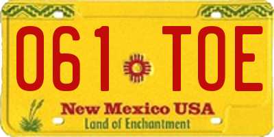 NM license plate 061TOE