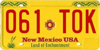 NM license plate 061TOK