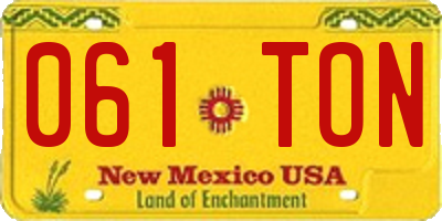 NM license plate 061TON