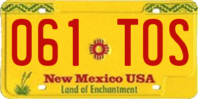 NM license plate 061TOS