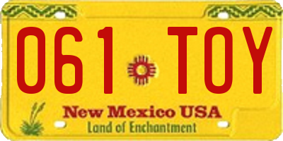 NM license plate 061TOY