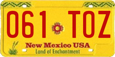 NM license plate 061TOZ