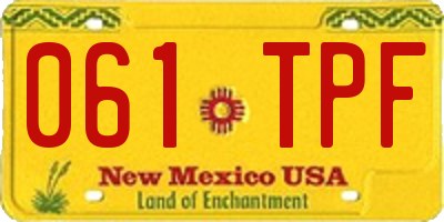 NM license plate 061TPF