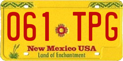 NM license plate 061TPG