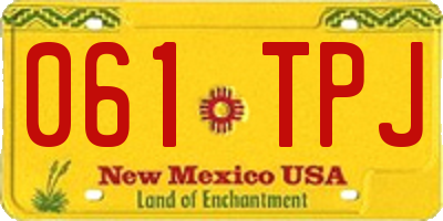 NM license plate 061TPJ