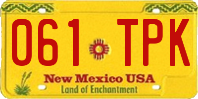 NM license plate 061TPK