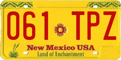 NM license plate 061TPZ