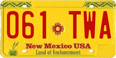 NM license plate 061TWA