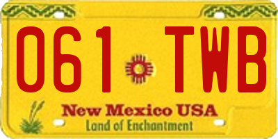 NM license plate 061TWB