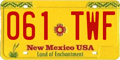 NM license plate 061TWF