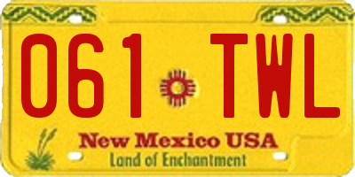 NM license plate 061TWL