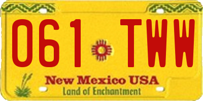 NM license plate 061TWW
