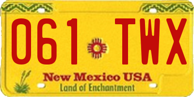 NM license plate 061TWX