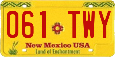 NM license plate 061TWY