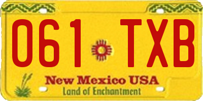 NM license plate 061TXB