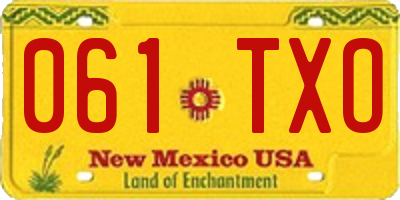 NM license plate 061TXO