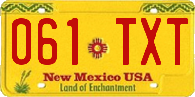NM license plate 061TXT
