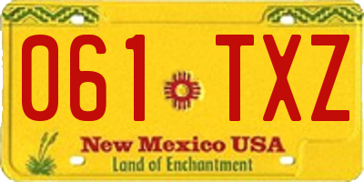 NM license plate 061TXZ