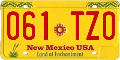 NM license plate 061TZO