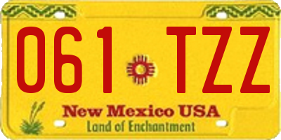 NM license plate 061TZZ