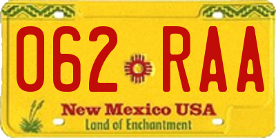 NM license plate 062RAA