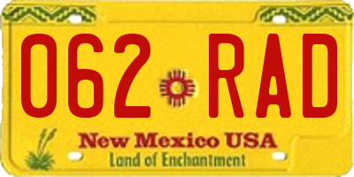 NM license plate 062RAD