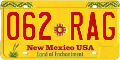 NM license plate 062RAG