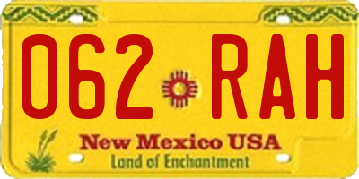 NM license plate 062RAH