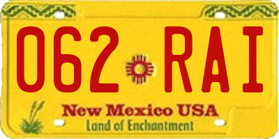 NM license plate 062RAI